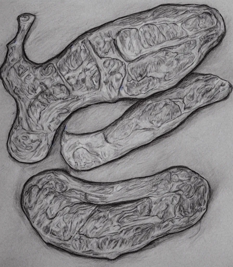 Prompt: kid drawing of rib meat, realistic