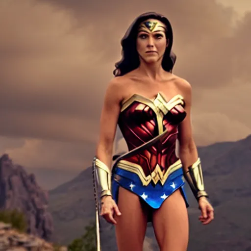 Image similar to Jennifer Aniston as Wonder Woman, movie screenshot