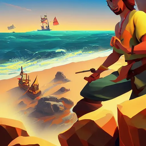 Image similar to painting treasure on sea of thieves game smooth median photoshop filter cutout vector, behance hd by jesper ejsing, by rhads, makoto shinkai and lois van baarle, ilya kuvshinov, rossdraws global illumination