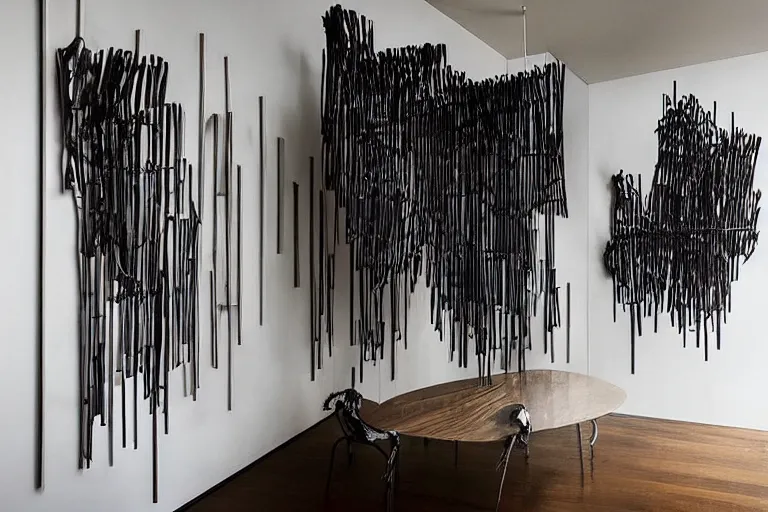 Prompt: “dramatic award-winning interior sculpture in an Australian artist’s apartment”