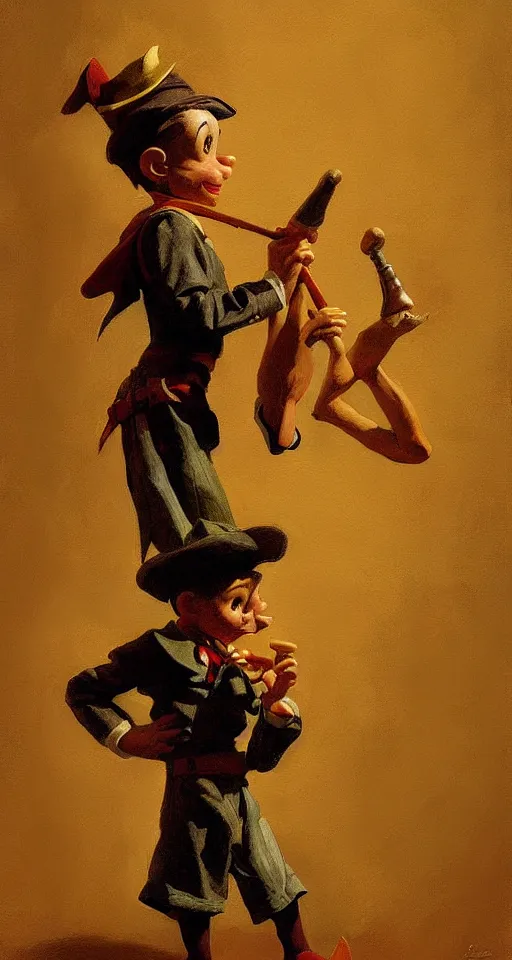 Prompt: pinocchio highly detailed painting by craig mullins, j. c. leyendecker