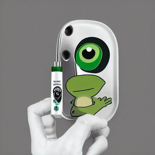 Prompt: pepe the frog eating deodorant, 4 k