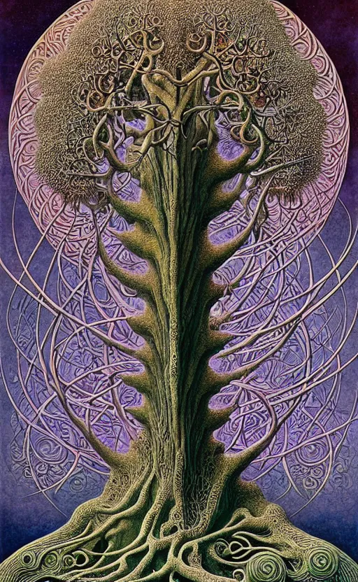 Image similar to tree of life by roger dean and andrew ferez, art forms of nature by ernst haeckel, divine chaos engine, symbolist, visionary, art nouveau, botanical fractal structures, organic, detailed, realistic, surreality