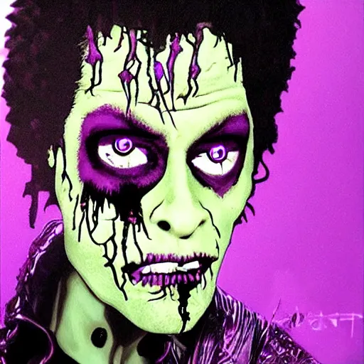 Prompt: zombie prince purple rain