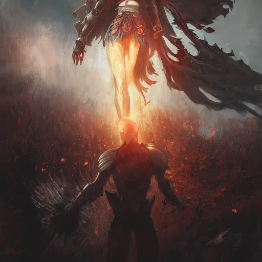 Image similar to full body shot Guts Berserk fan art, digital 2d, extremely detailed, made by wlop, maxwell boas, Naranbaatar Ganbold, Raymond Swanland and Ruan Jia. Masterpiece. Repin. Greg Rutkowski