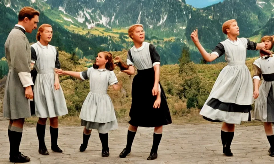 Image similar to Sound of music movie but in the future