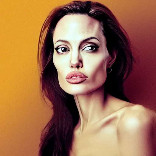 Image similar to an orange with the face of angelina jolie