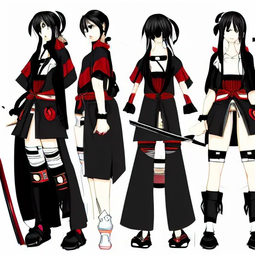 Image similar to fashion, shibuya, anime, game, characters reference sheet, high quality, ultra detailed , samurai, full body