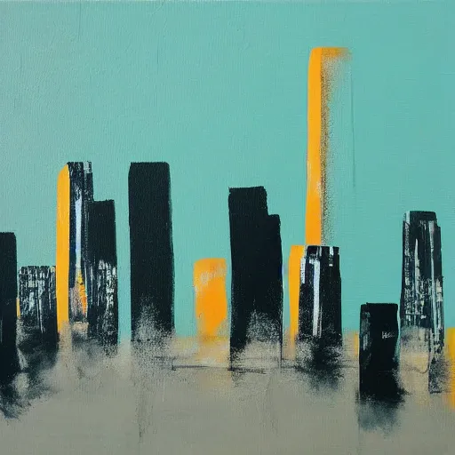 Prompt: Minimalist painting of a city