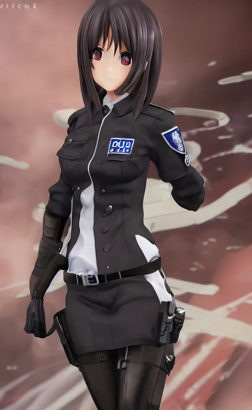 Image similar to !dream Anime girl figure in police dress, unreal engine, highly detailed.