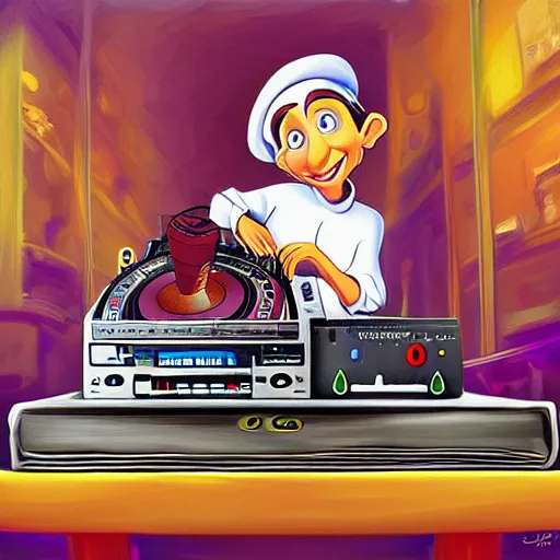 Prompt: ratatouille as a dj in bushwick, digital art