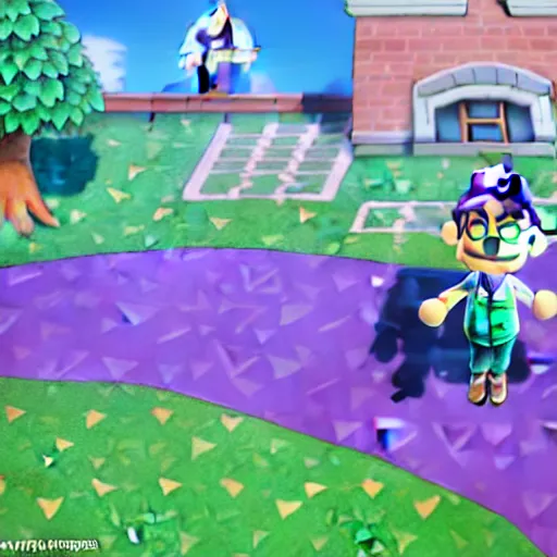 Prompt: waluigi in animal crossing new horizons, highly detailed, extremely high quality, hd, 4 k, 8 k, canon 3 0 0 mm, professional photographer, 4 0 mp, lifelike, top - rated, award winning, realistic, detailed lighting, detailed shadows, sharp, no blur, edited, corrected, trending