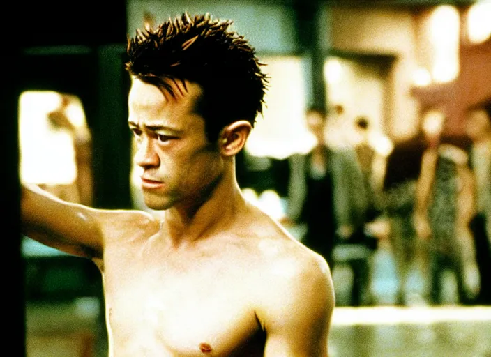 Image similar to film still of Joseph Gordon-Levitt as Tyler Durden in Fight Club 1999