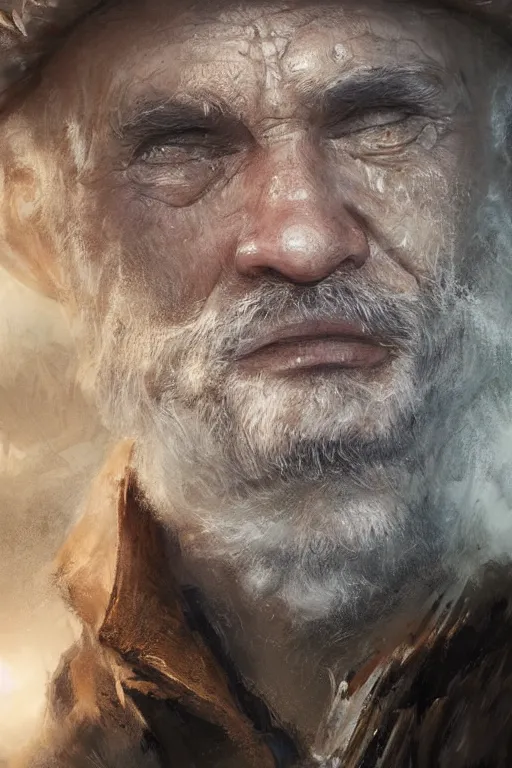 Image similar to Atlantis fisherman, close-up portrait, poor, intricate, elegant, volumetric lighting, scenery, digital painting, highly detailed, artstation, sharp focus, illustration, concept art,ruan jia, steve mccurry