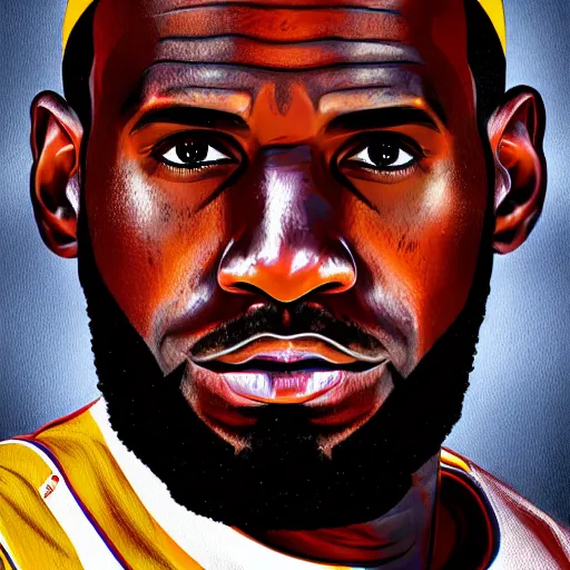 Image similar to a hyperdetailed digital portrait painting of Lebron James