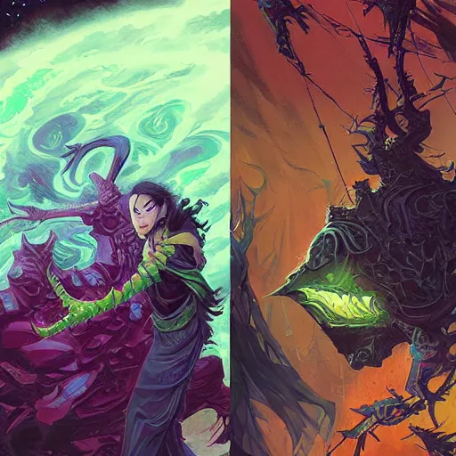 Image similar to illidan stormrage beautiful painting Feng Zhu and Loish and Laurie Greasley, Victo Ngai, Andreas Rocha, John Harris