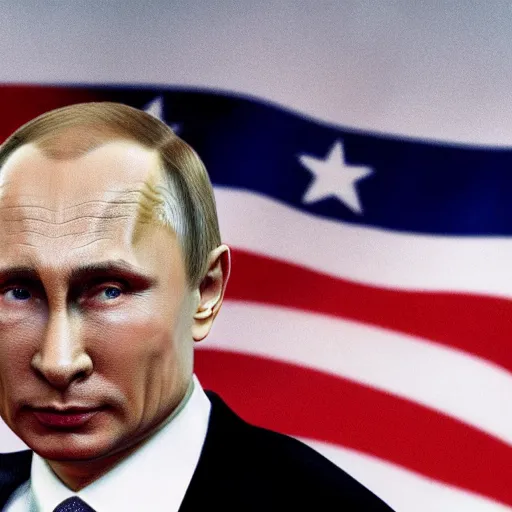 Prompt: movie still of Vladimir Putin in Team America: World Police