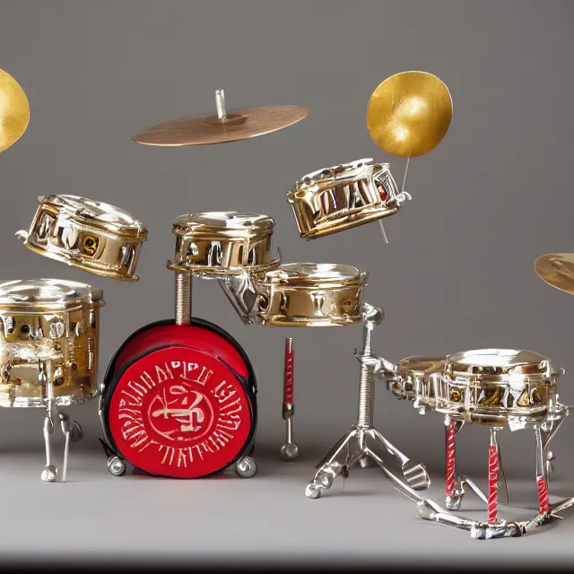 Image similar to a 4 k photograph of a birthday cake sculpture of a drum set