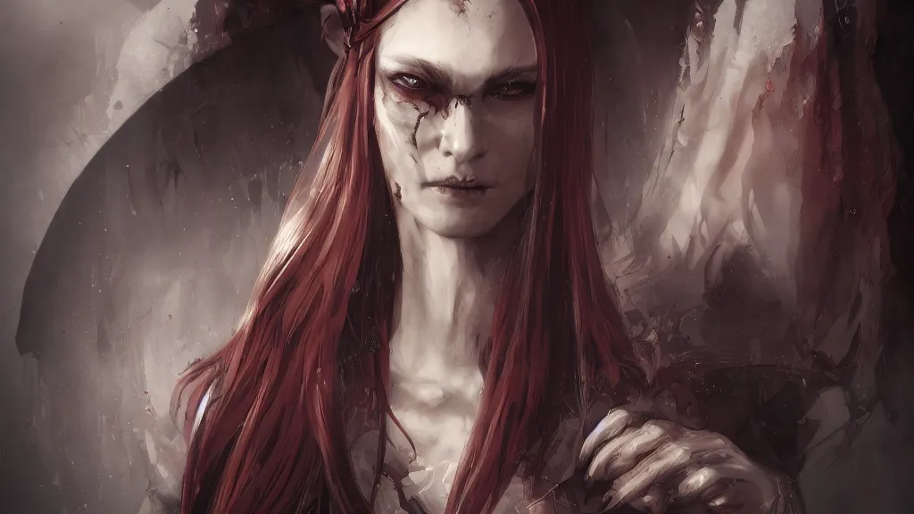 Image similar to portrait of demonic priestess,by 张 政,Andres Rios, artstation, cgsociety,
