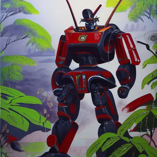 Image similar to samurai robot, in a jungle jeszika le vye heraldo ortega 8 k