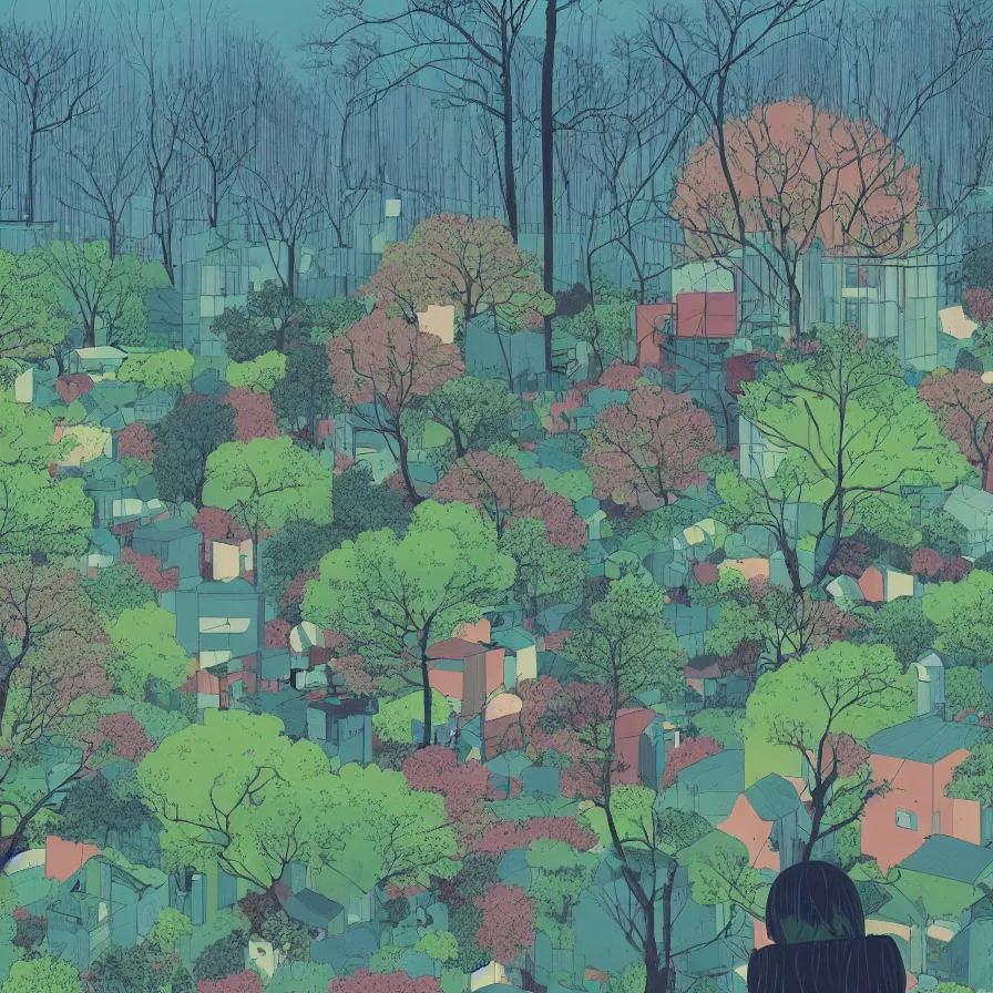 Image similar to a landscape by inio asano, beeple and james jean, chiho aoshima color scheme