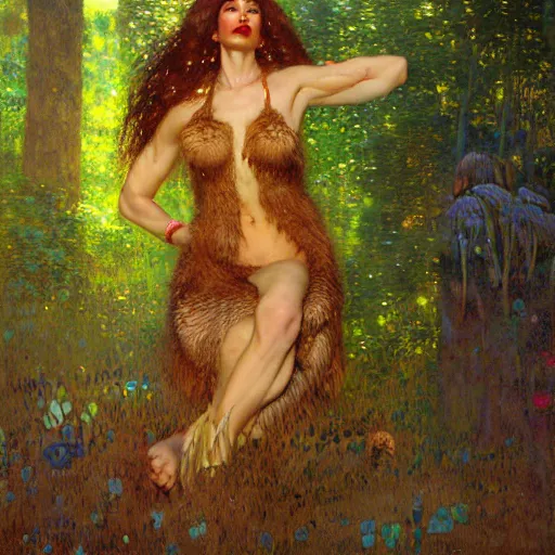 Image similar to portrait of an otter otterwoman wearing a dress. furaffinity forest fantasy highly detailed painting by gaston bussiere craig mullins jc leyendecker gustav klimt artgerm greg rutkowski john berkey, bergey, craig mullins, ruan jia, raymond swanland, jeremy mann, tom lovell, alex malveda