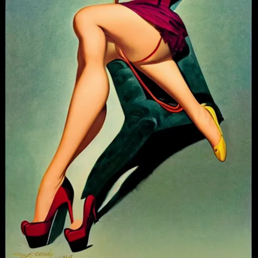 Image similar to a pinup by gil elvgren.