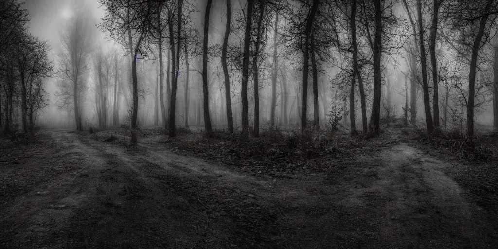 Prompt: a dark and creepy award winning landscape photo, 4k hdr, cinematic