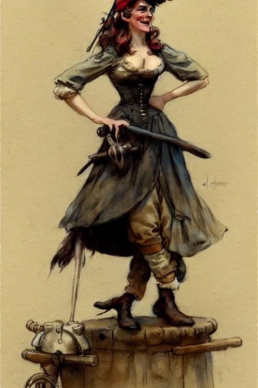 Prompt: (((((1950s pirate wench . muted colors.))))) by Jean-Baptiste Monge !!!!!!!!!!!!!!!!!!!!!!!!!!!