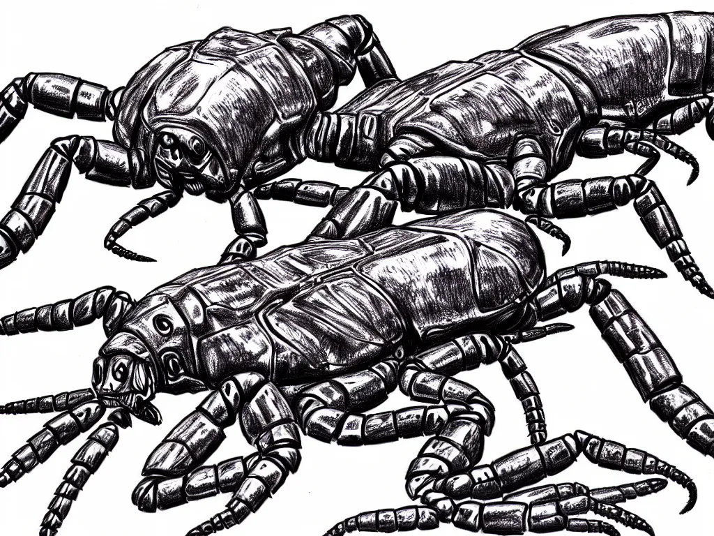 Image similar to australia invaded by scorpions in the future ball point pen art