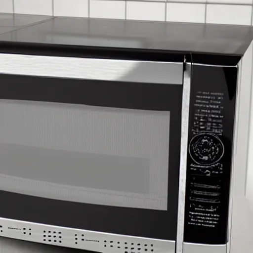 Prompt: demonic microwave with static on glass screen