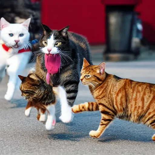 Prompt: cats and dogs race