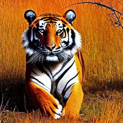 Image similar to a dog cannot hunt down a tiger