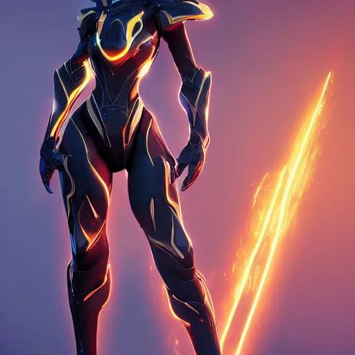 Image similar to stunning fanart of female ember prime warframe in an elegant pose, well designed hands, high quality, artstation, deviantart, furaffinity, octane render