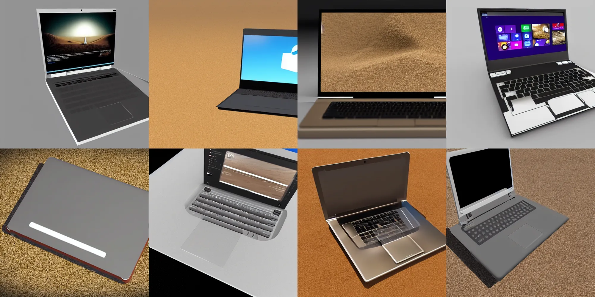 Prompt: laptop but made of sands, 3 d concept, imagen