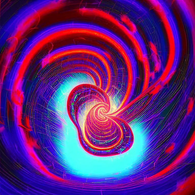 Prompt: psychedelic spiral vortex disco that can ’ t escape black hole 4 k award winning digital art by alena aenami artgerm