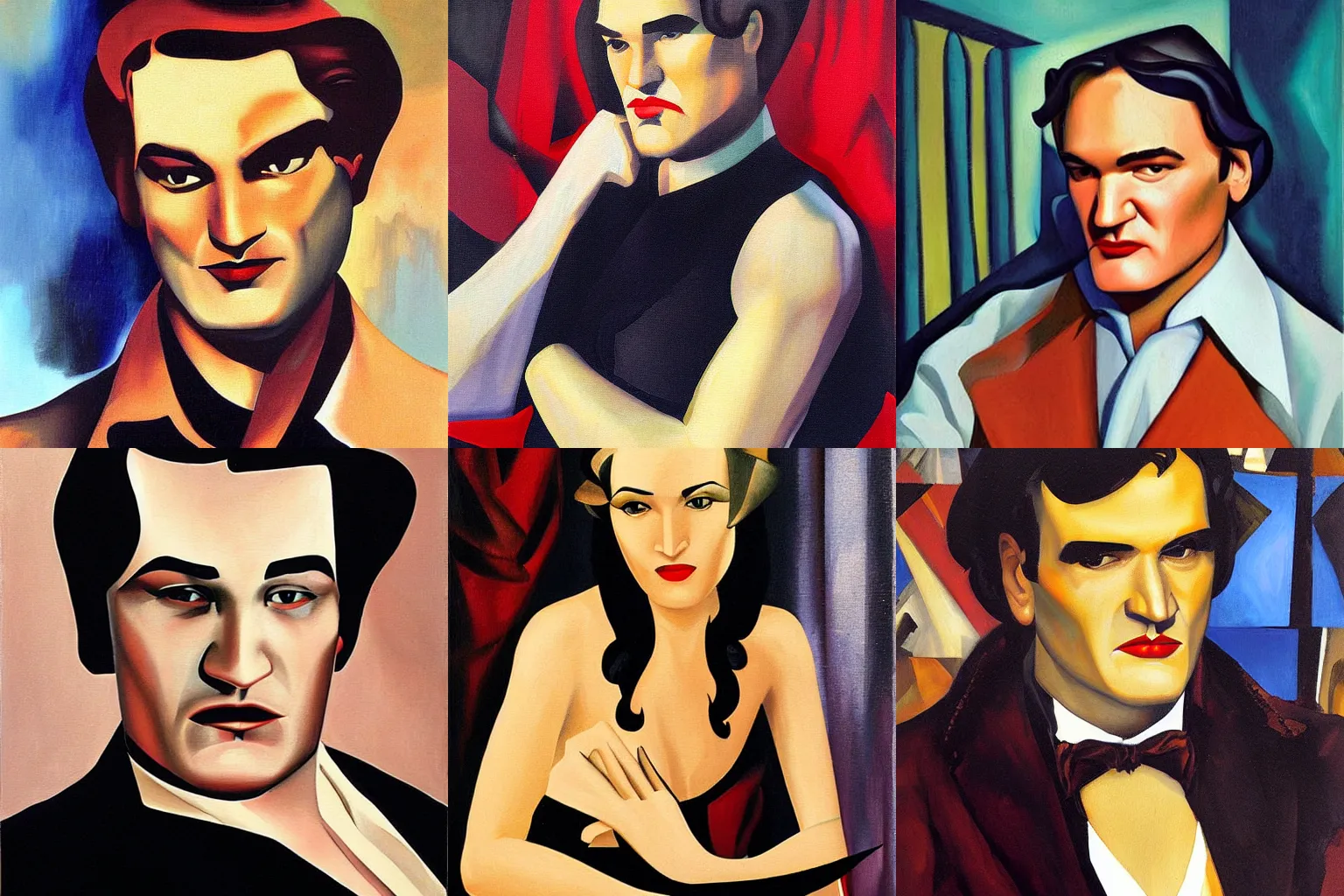 Prompt: Quentin Tarantino painted by Tamara de Lempicka