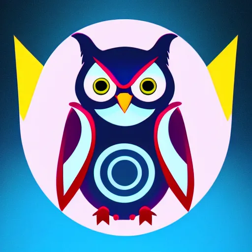 Prompt: cyberpunk owl logo cute