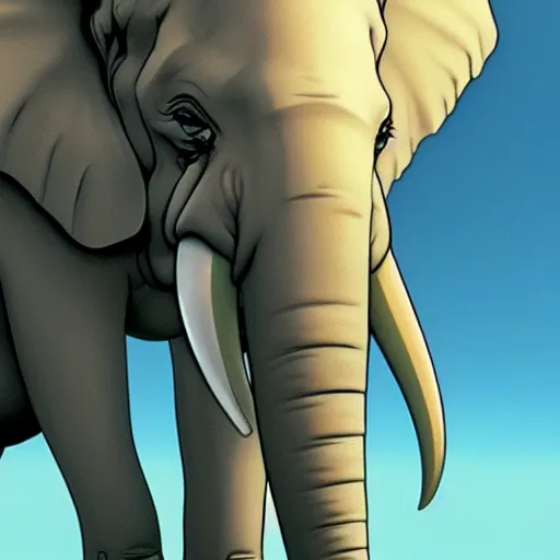 Prompt: centered!! full portrait of an elephant, artstation, detailed cartoon, elegant, digital painting, concept art, smooth, sharp focus, illustration, ghibli, makoto shinkai, don bluth, fujita goro, jean giraud, akihiko yoshida, tom whalen 8 k