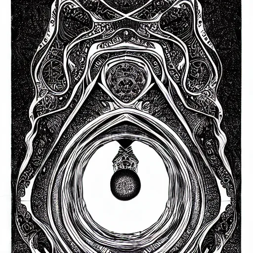 Image similar to eldritch portal, black ink on paper, trending on artstation, beautiful, intricate, detailed
