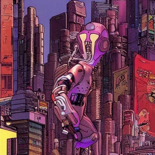 Image similar to Everything bagel. Moebius, cyberpunk, masterpiece