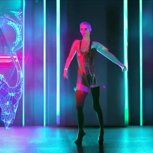 Image similar to hologram dancer, blade runner 2045