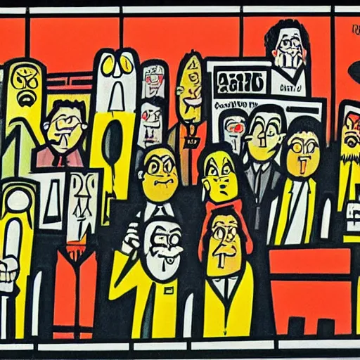 Prompt: men in the street, art spiegelman