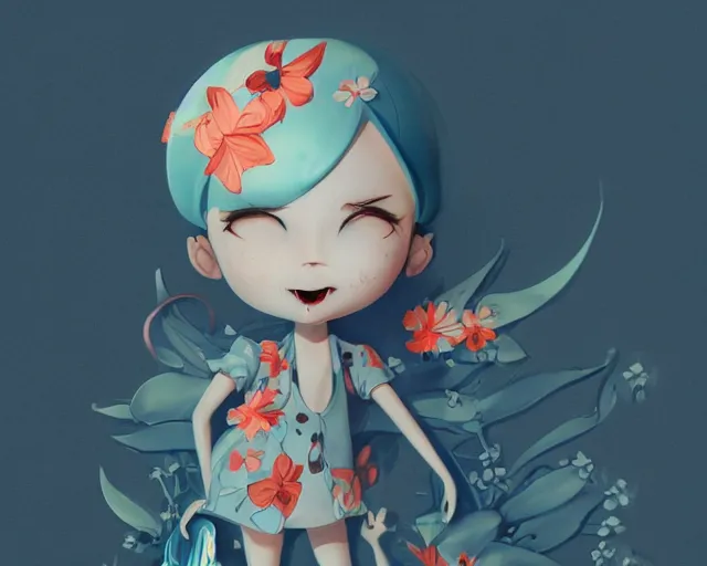 Prompt: James Jean isolated cheerful tomboy vinyl figure concept art, figure photography, smooth sharp focus, tropical undertones, anime stylized, high detail, ethereal lighting - H 640