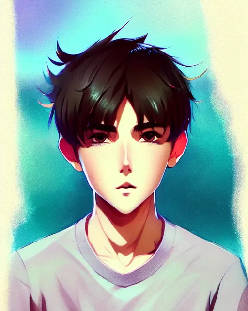 Prompt: teen boy with buzzed hair, blonde, bangs, unibrow, bushy eyebrows, mischievous grin, portrait shinkai makoto studio ghibli studio key hideaki anno sakimichan stanley artgerm lau rossdraws james jean marc simonetti elegant highly detailed digital painting artstation pixiv