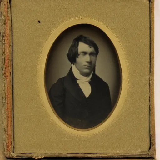 Prompt: earliest portrait photograph of a man, realistic face, 1 8 4 0 s, 1 8 3 0 s, victorian, very grainy, very blurry, very faded