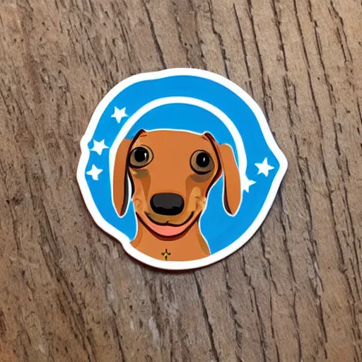 Prompt: cute adorable dachshund astronaut sticker