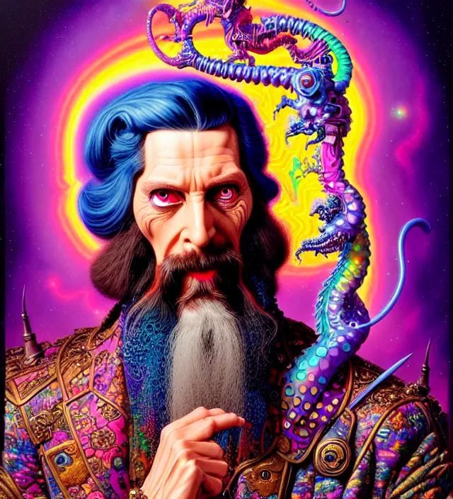 Image similar to lisa frank pattern fantasy character portrait of rasputin, ultra realistic, wide angle, intricate details, blade runner artifacts, highly detailed by peter mohrbacher, wayne barlowe, boris vallejo, hajime sorayama aaron horkey, gaston bussiere, craig mullins