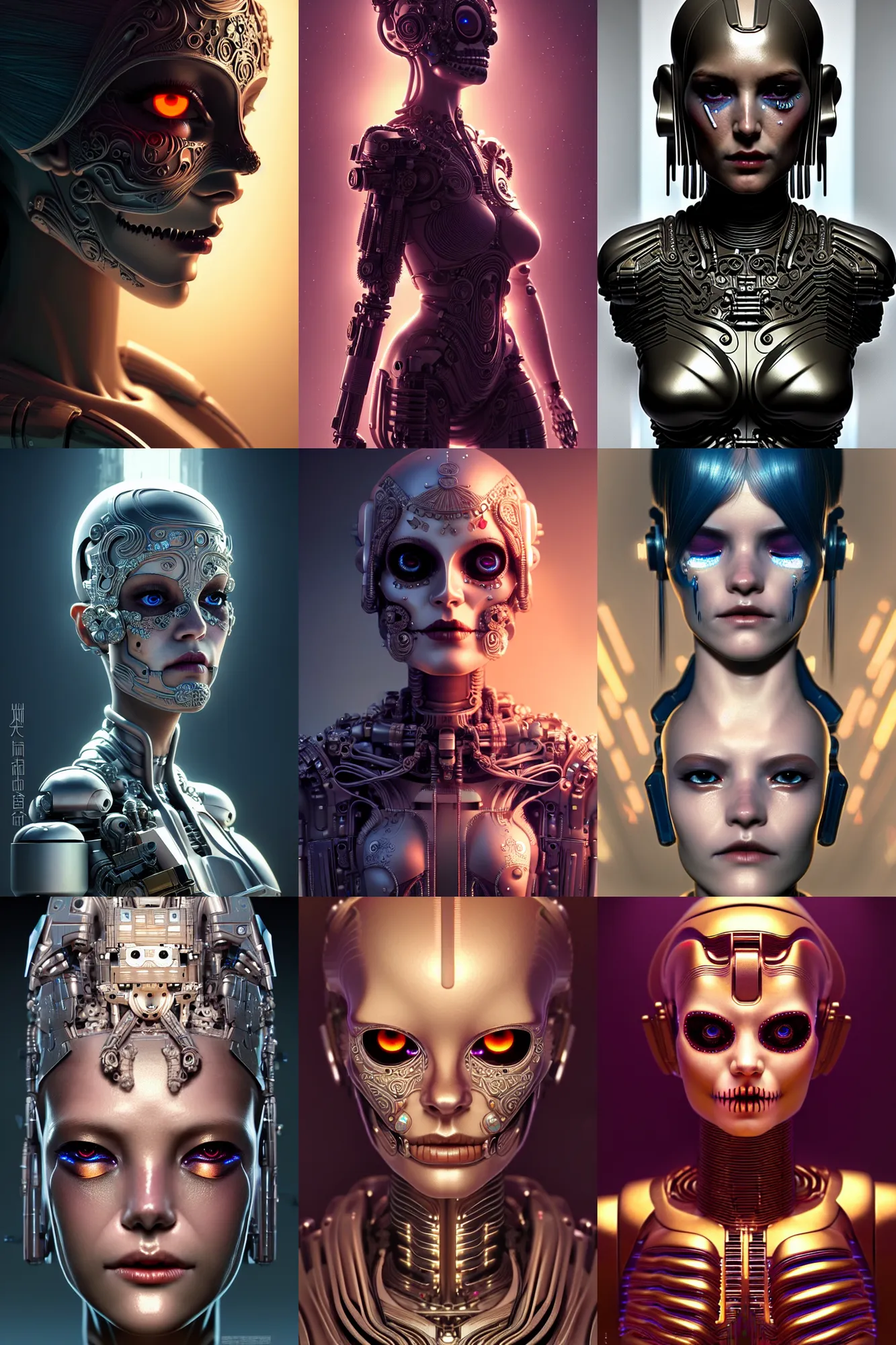Prompt: beautiful crying female android! deity, ( mechanical ), intricate, super highly detailed, global illumination, cinematic, ( el dia los muertos ), smooth, blade runner, photorealism, hd, 8 k, beautiful, cinematic, art by moebius and rutkowski and artgerm and mucha and loish and wlop