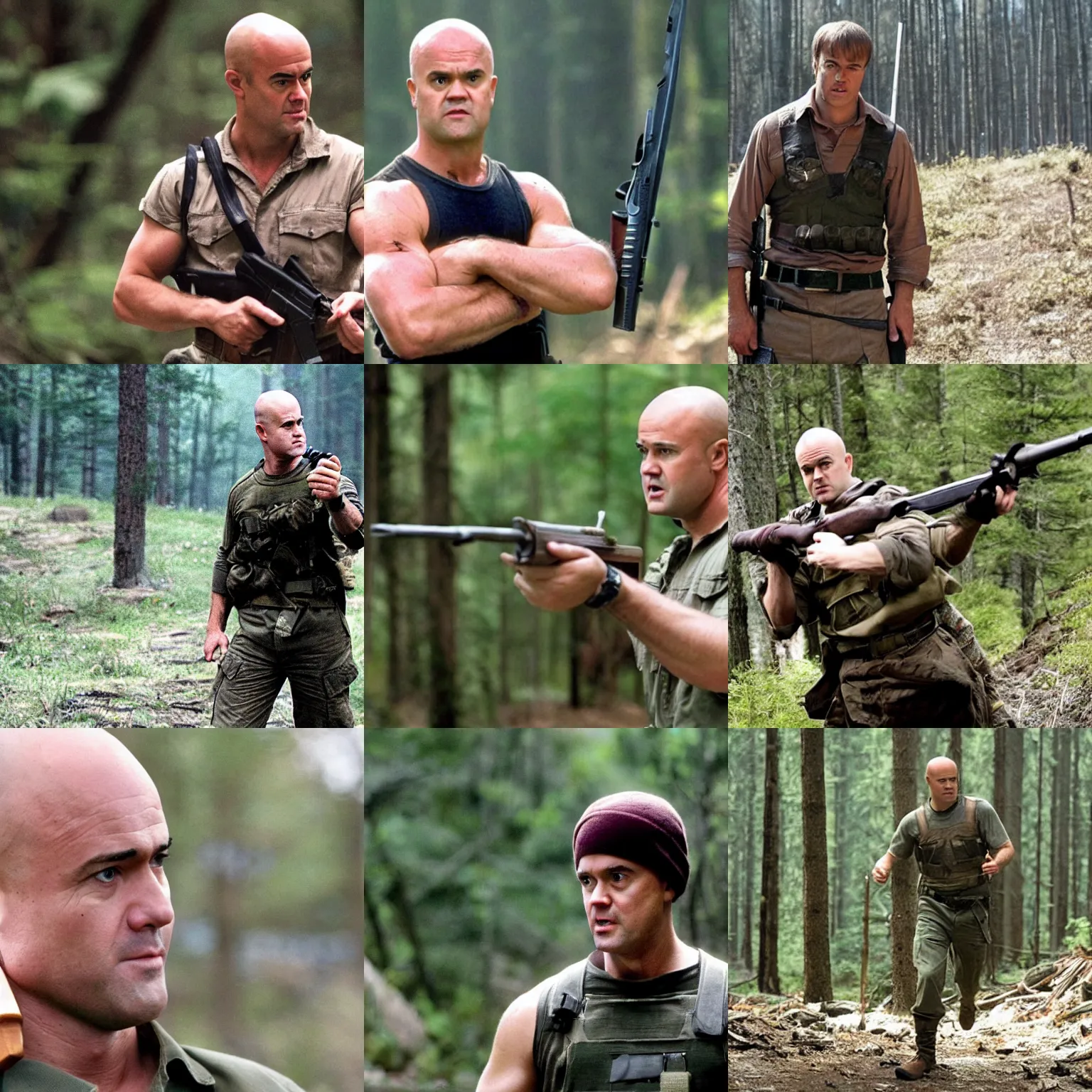 Prompt: A still of Fredrik Reinfeldt as Rambo in Rambo First Blood